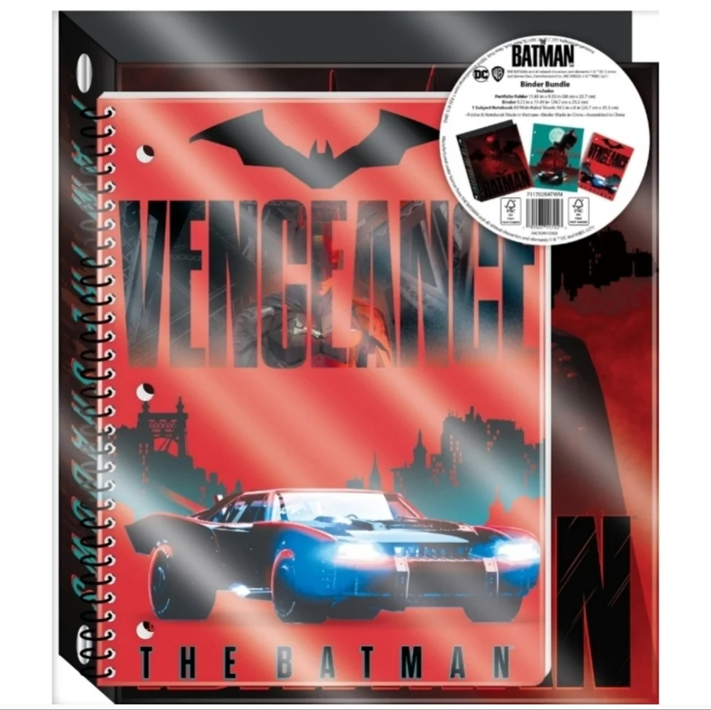 DC Comic Batman Stationery  Bundle 3-Ring Binder Folder Notebook Composition